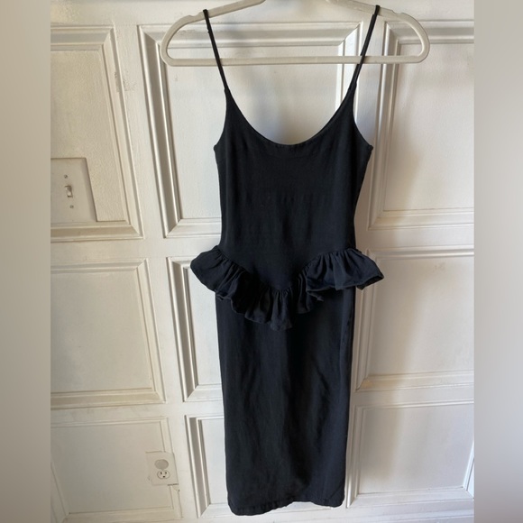 Betsey Johnson Dresses & Skirts - VTG 1980’s BETSEY JOHNSON ORIGINAL TAIL FEATHER MIDI FITTED BLACK DRESS SMALL